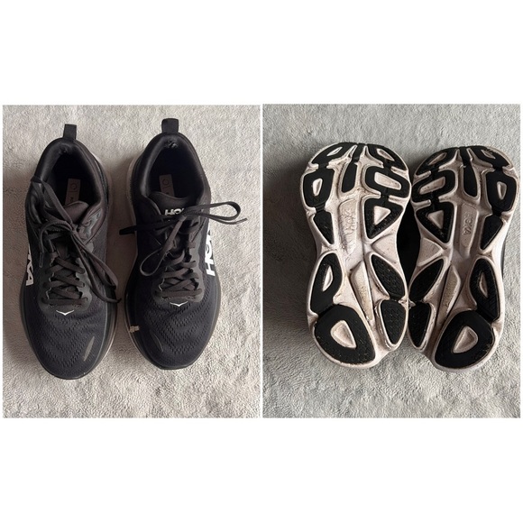 Hoka One One Bondi 8 Women's Wide Cushioned Running Shoe Sneaker Black White 8.5 - Picture 3 of 17